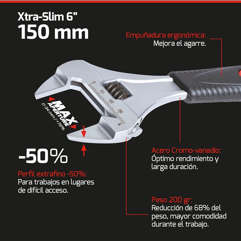 LLAVE Graduable SWO XS 6" RATIO Proseries 150 Mm 34 Mm llav vaso - Imagen 2