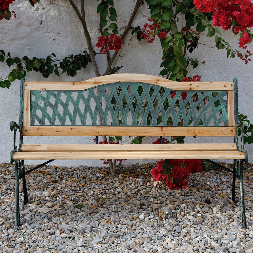 BANCO FORJA 122 CM Respaldo PLAST 126X57X77 Cm jardín - Imagen 2