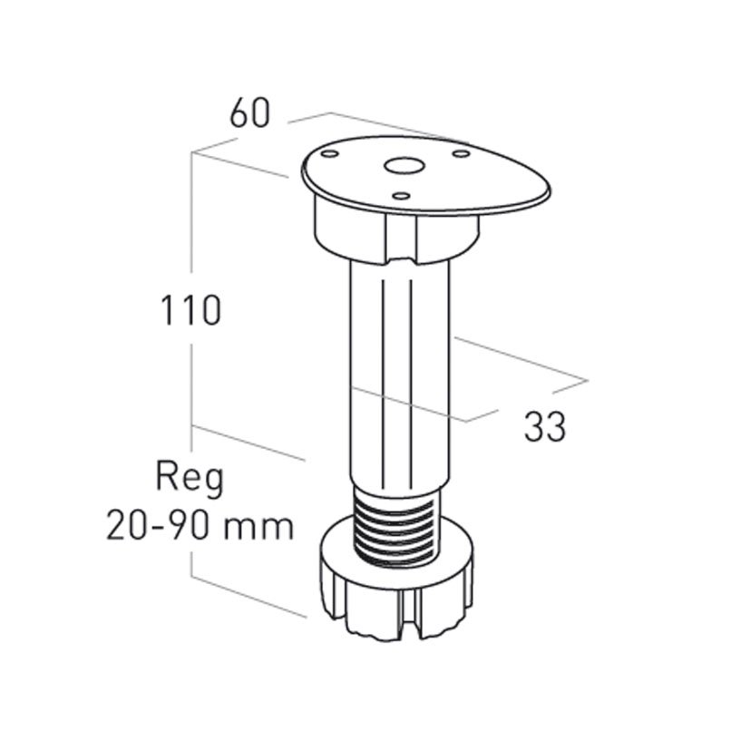 KIT 4 PATAS Cocina ATORN REGUL 13-19 MM Nesu fija regulabl - Imagen 2
