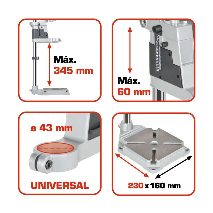 Soporte Taladro Universal RATIO 160X230 Mm 345 Mm altura máx. 345 m - Imagen 2