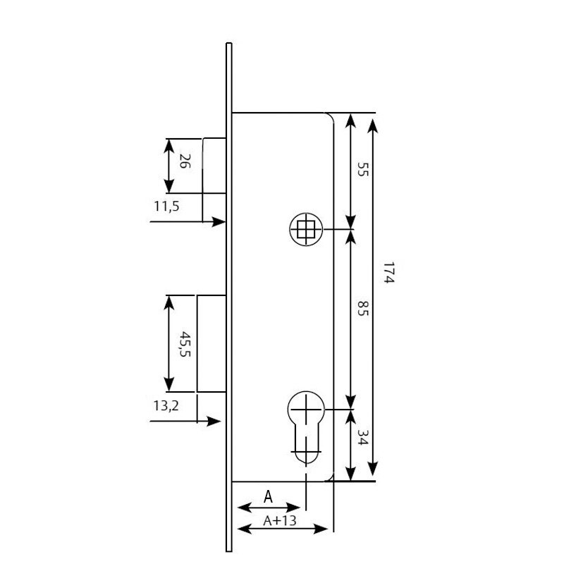 Cerradura CARP MET 2210 ENT 25 TESA Tesaassaabloy 25 Mm Inox - Imagen 2