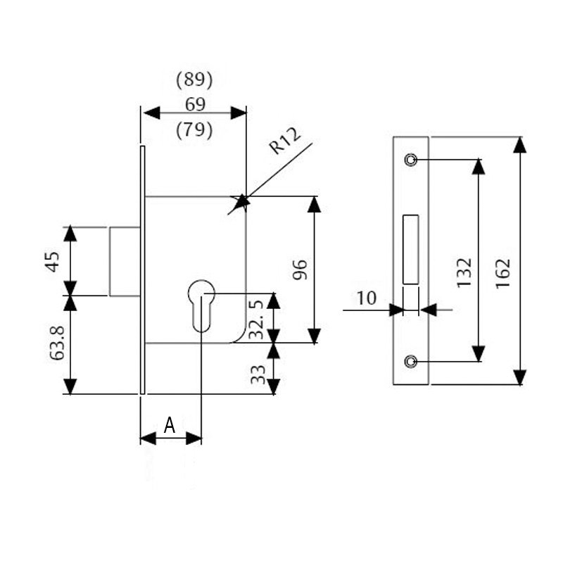Cerradura EMBUT Nº2031 80X50 MM TESA Tesaassaabloy 80X50 MM 79 Mm Laton latón - Imagen 2