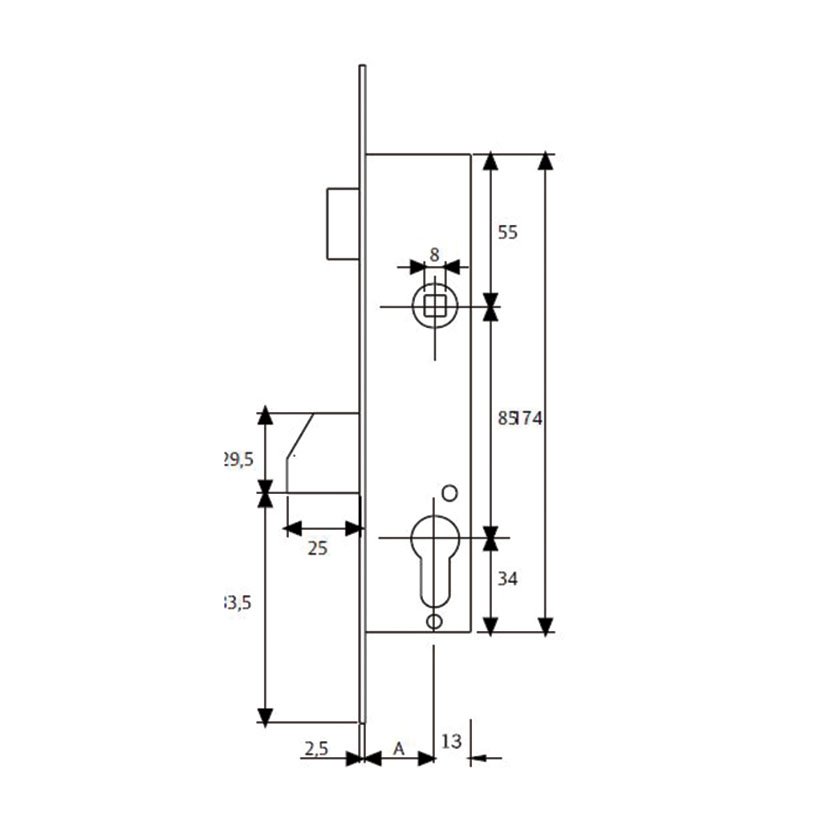 Cerradura CARP MET 2210 NI ENTR 25 MM Tesaassaabloy Inox - Imagen 2