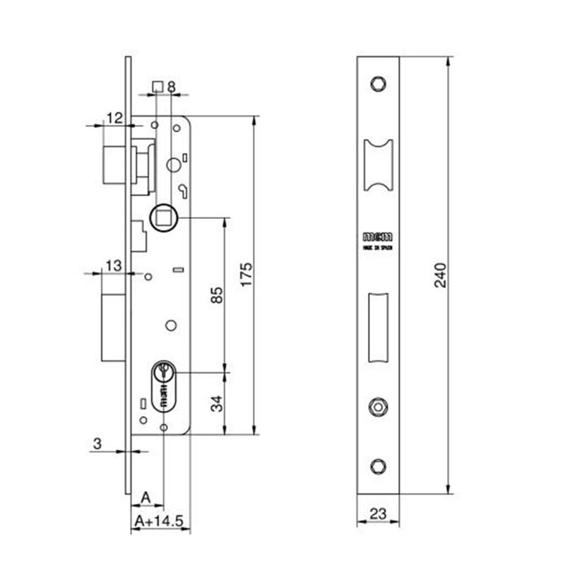 Cerradura EMBUT Nº1550 21 MM MCM 21 MM 18 Mm - Imagen 2