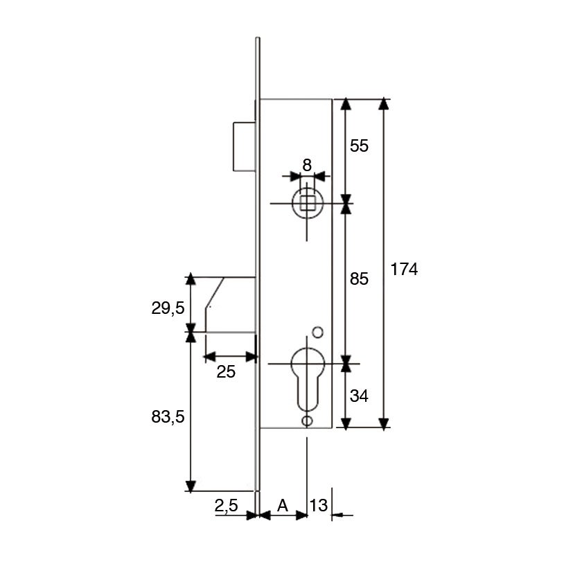 Cerradura CARP MET 2210 ENTR 30 MM Tesaassaabloy Inox - Imagen 2