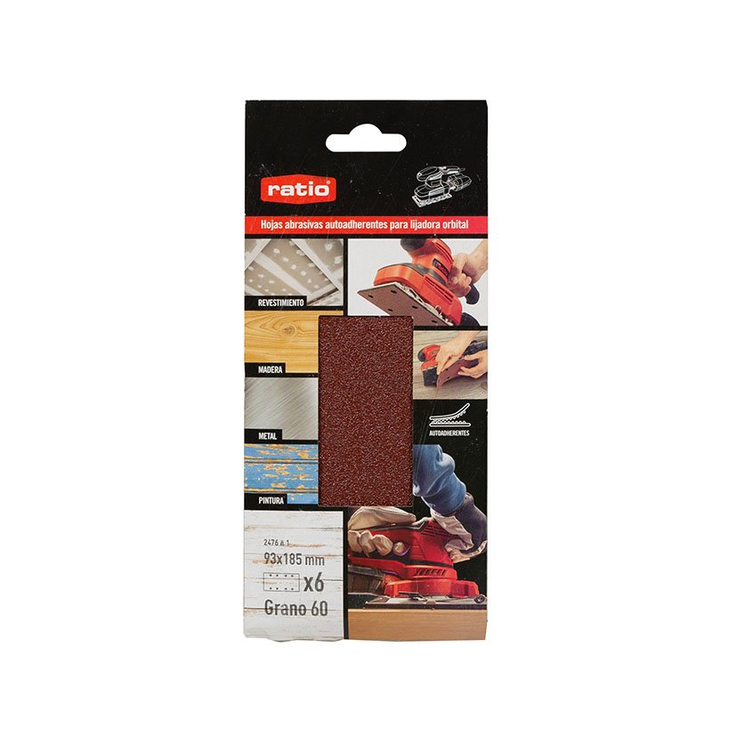 6 HOJAS Velcro Perfor 93X185 G80 RA RATIO 93X185 Mm abrasivo electroportatil - Imagen 2