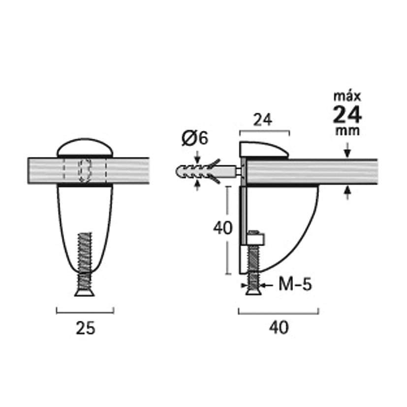 Soporte Estante 3-24 MM CR MATE EHL soport estant - Imagen 2