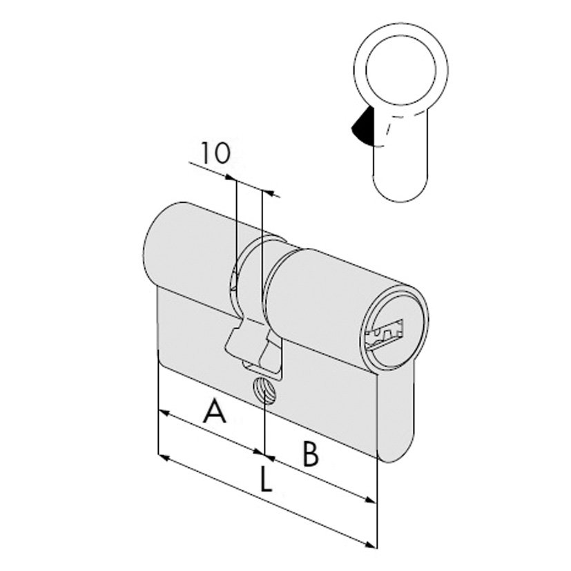 Cilindro Seguridad 30X50 MM Níquel CISA 80 Mm Niquelado - Imagen 2