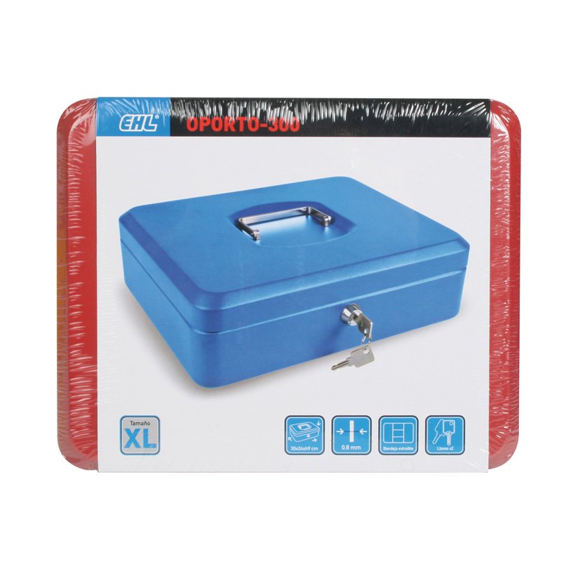 CAJA Caudal C/BAN AZUL 30X24 Xh 9 Cm EHL 30X24X9 Cm cajita hucha - Imagen 2