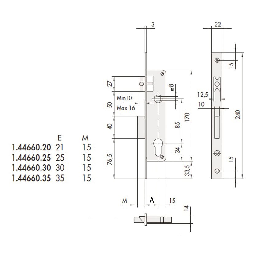 Cerradura EMB C MET M 44661 35 MM CISA 44661.35 MM - Imagen 2