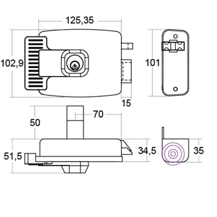 Cerradura Sobreponer ELEC Nº1902 IZQ 50-80 MM Jis 80 MM - Imagen 2