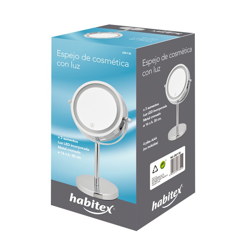 Espejo Aumento CROM LED 16 CM Habitex 16 CM 16X30 Cm acc cosmética - Imagen 4