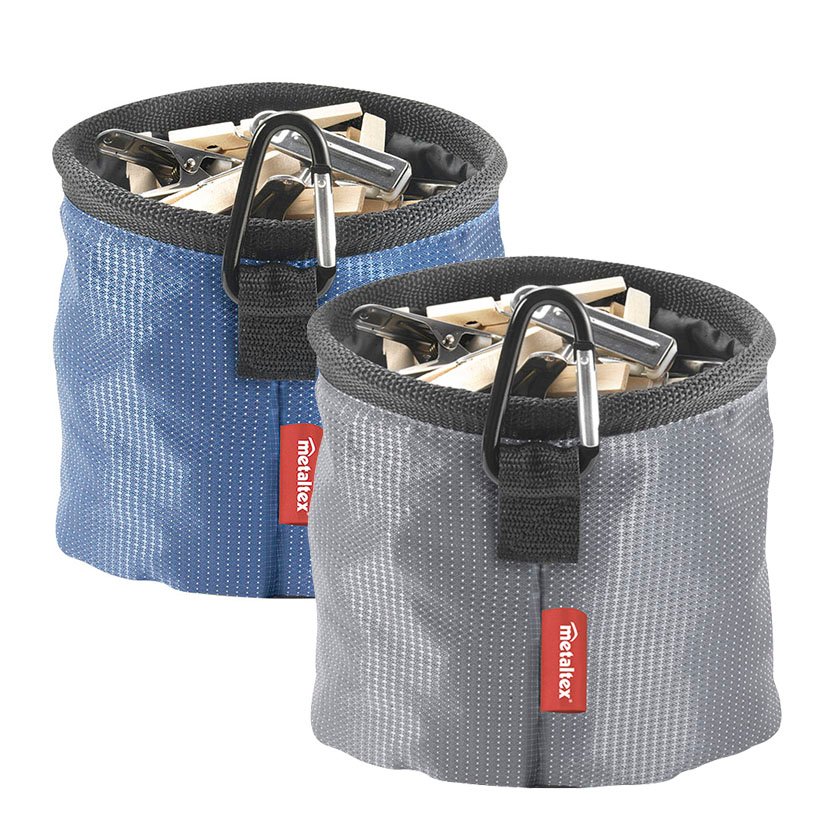 BOLSA Portapinzas CON Mosqueton Colgador Metaltex Azul tendedero - Imagen 2