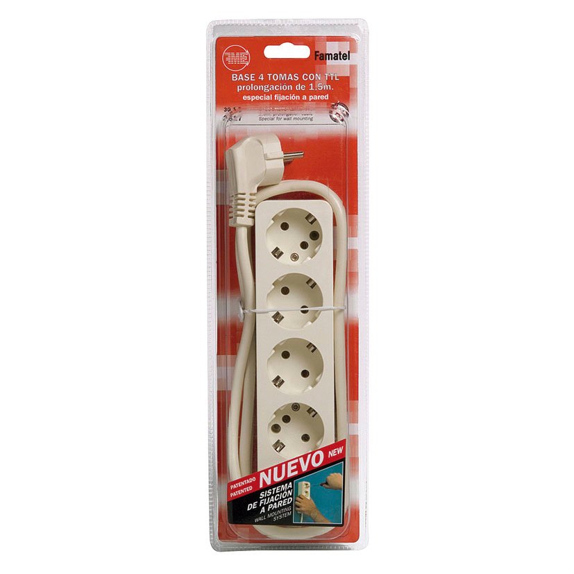 BASE Multiple 4 TOMAS TT CABLE1,5M, NEG Famatel Negro bas múltipl - Imagen 2
