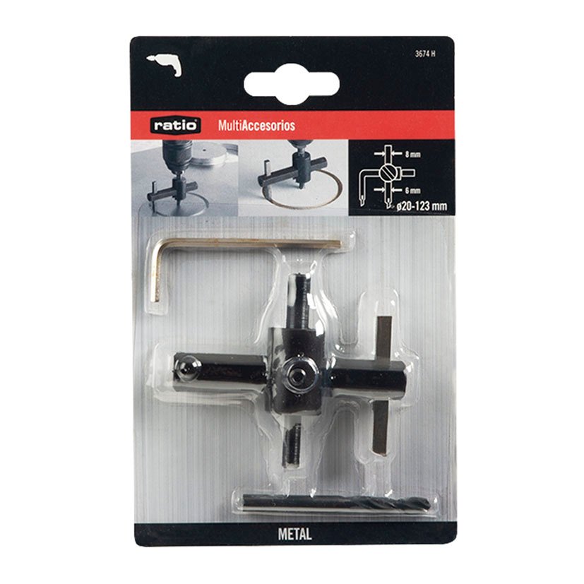 Cortacirculos Ø20/123 MM CON BROCA HSS Ø6 RATIO 123 MM sierra corona - Imagen 4