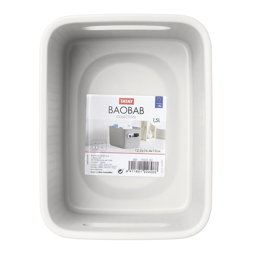 CESTA Ordenacion Baobab S 1,5 L TATAY 1,5 L 5X16 Blanco caja decorativa - Imagen 5