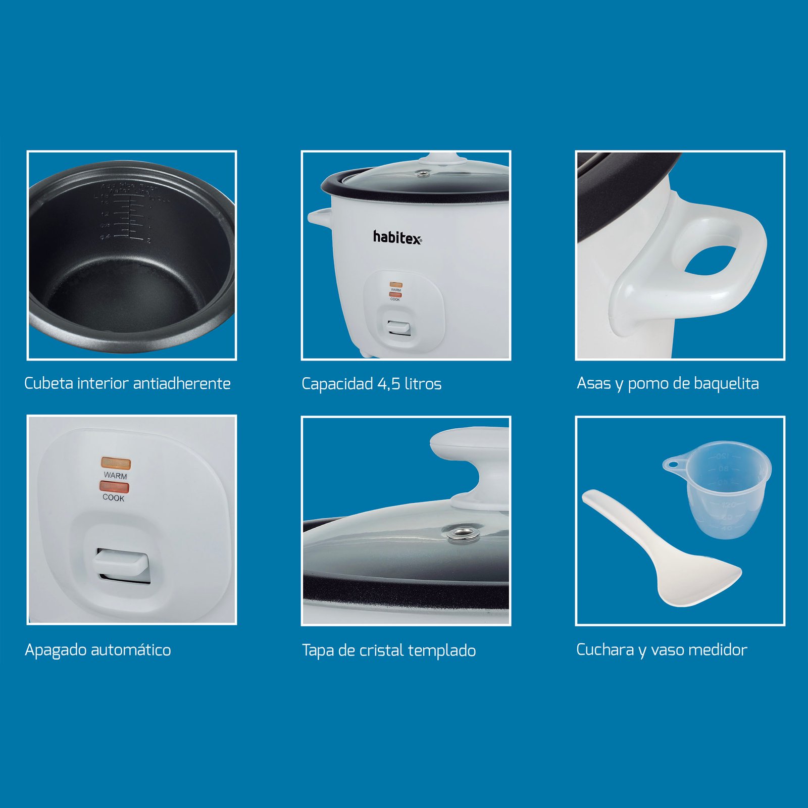 Hervidora ARROZ CC5401B 4,5 L Habitex robot cocina - Imagen 2