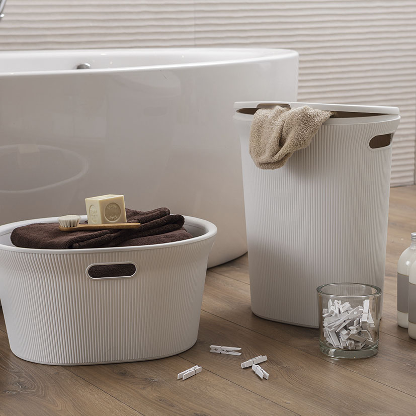 TAPA CESTA ORDEN Baobab M 5 L TATAY Blanco caja decorativa - Imagen 3