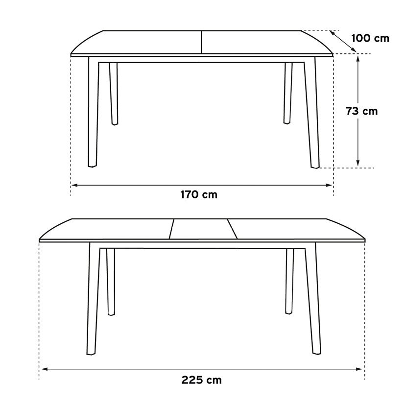 MESA Atlantic 170/225 X100 XH 73 CM BLCA Blanca mueble resina - Imagen 2