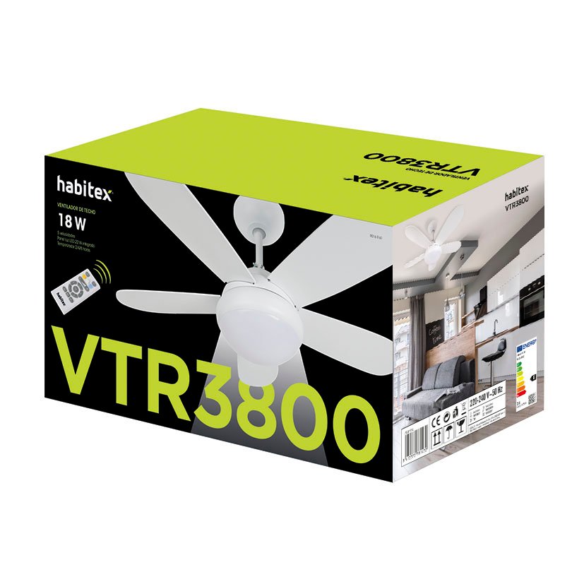 Ventilador TECHO LED VTR 3800 M DIST Habitex 5X38 Cm 18 W - Imagen 3