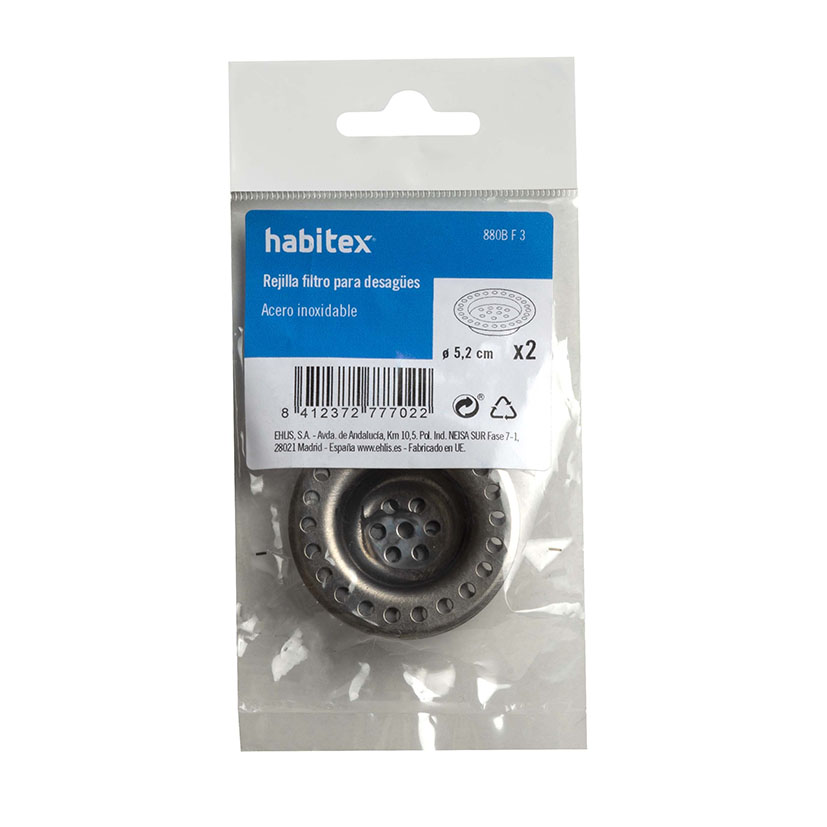 Rejilla Filtro Desague Lavabo, 2 PZ Habitex 2 Cm desag - Imagen 2