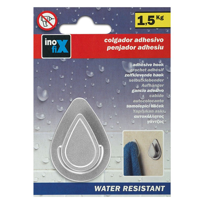 Colgador ADH RES AGUA GOTA 1U CROMO Mate gancho adhesivo - Imagen 2