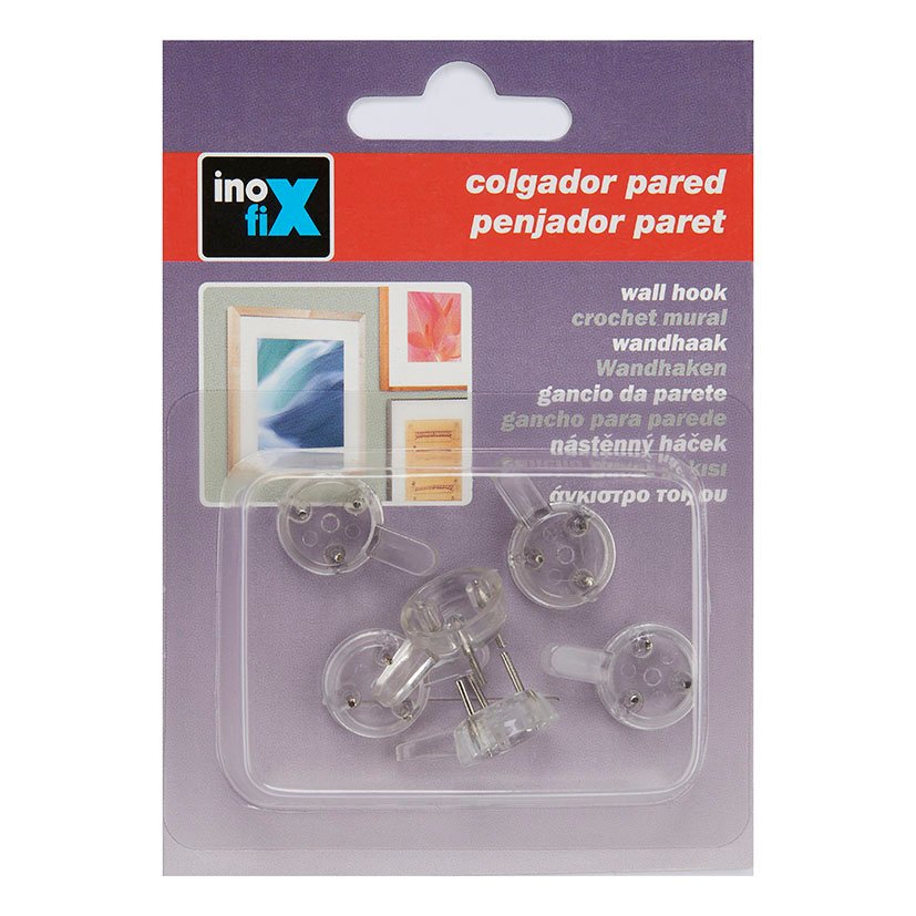 Colgador PARED MOD 3001 TRANS 6 PZ Inofix 13X14X24 Mm Transparente sistema colgar - Imagen 2