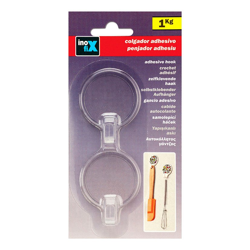 Colgador Adhesivo Transpar 2 UNI Inofix Transparente gancho - Imagen 2