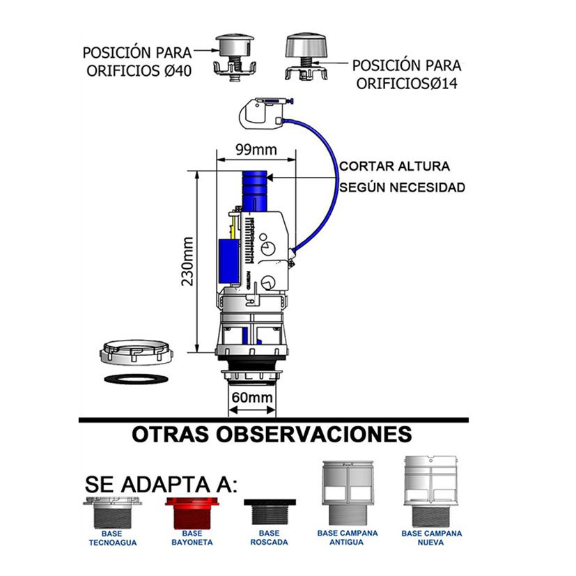 Descarga CIST WC DOBLE DESC CABLE UNIVE Tecnoagua cisterna - Imagen 2