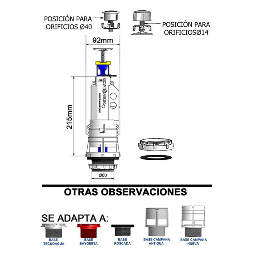 Descarga Cisterna WC Simple DESC Univers Tecnoagua - Imagen 2