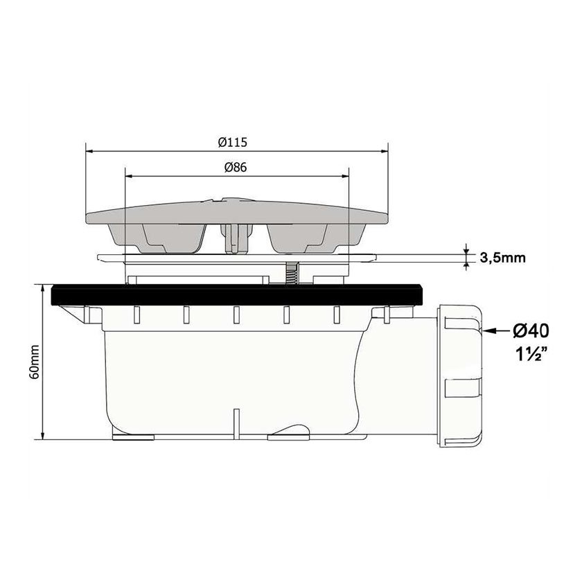Valvula PLATO DUCHA C/tornillos Ø115 Tecnoagua 115 Mm sifon válvula - Imagen 2