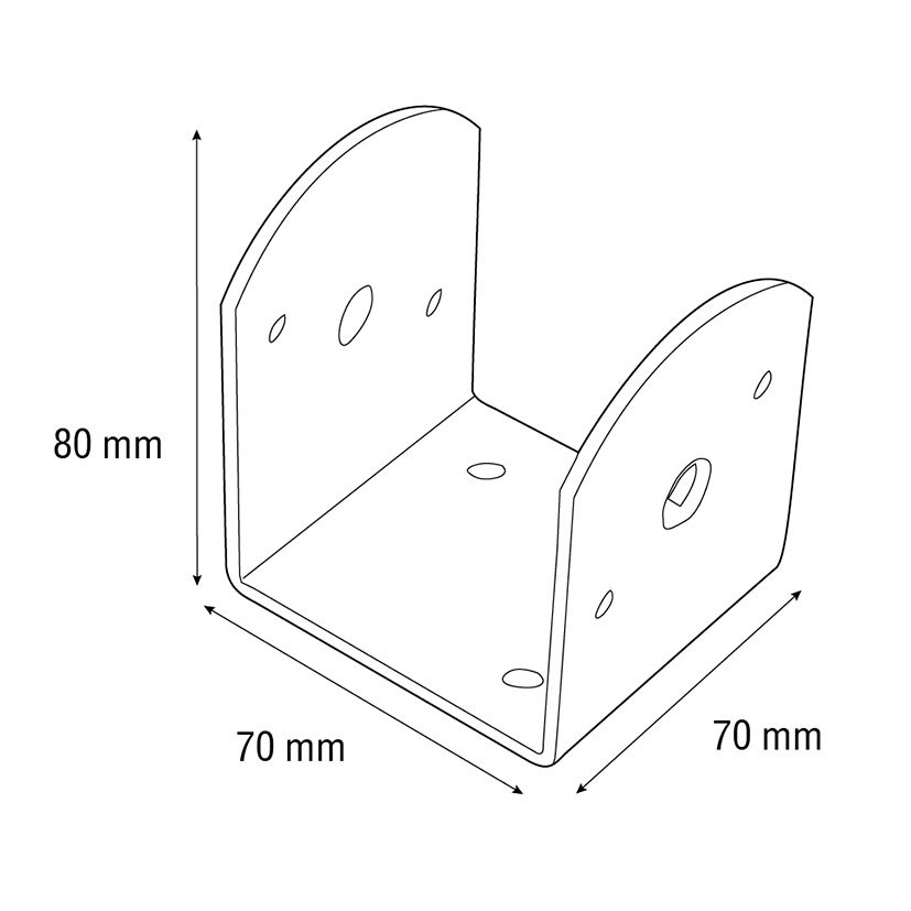 Soporte DE VIGA "u" INCL 70X70 Xh 80 15U 70X70X80 Mm parasol pérgola - Imagen 2