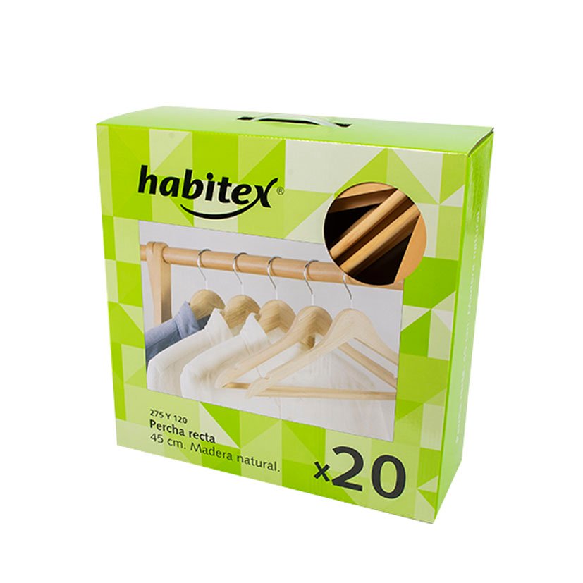 Percha Madera RECTA Juego 20 Unid Habitex ropa - Imagen 2