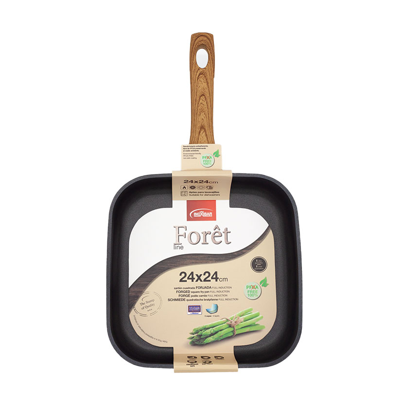 SERIE FORET Sarten CUADR 24 CM Inoxibar 24X24 Cm plancha grill - Imagen 3