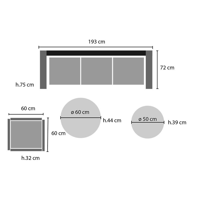 Sofá Acero/cuerda + 2 Mesitas + PUFF 193X72X75 Cm 60X60X32 Cm mueble metal - Imagen 10