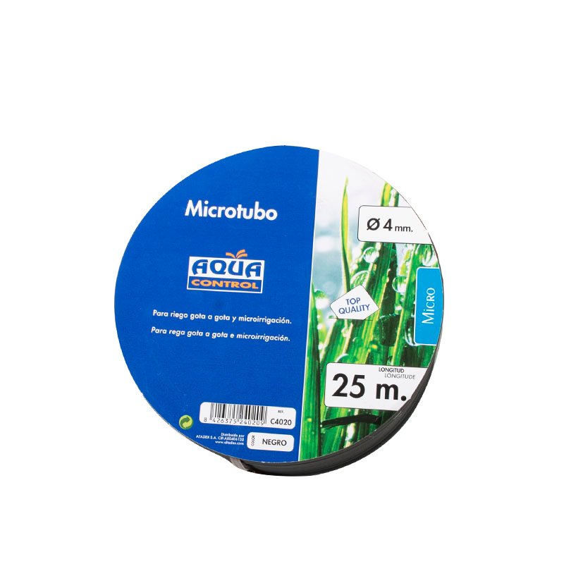 RIEGO GOTEO Microtubo 4 MMX25 M Aquacontrol Negro tubería - Imagen 3