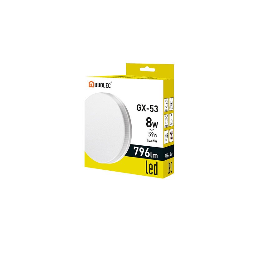 Lampara LED GX-53 8 W 6500K 750 LUMEN Duolec 8 W 74X22 Mm Ref. 9160C588 bombilla - Imagen 2