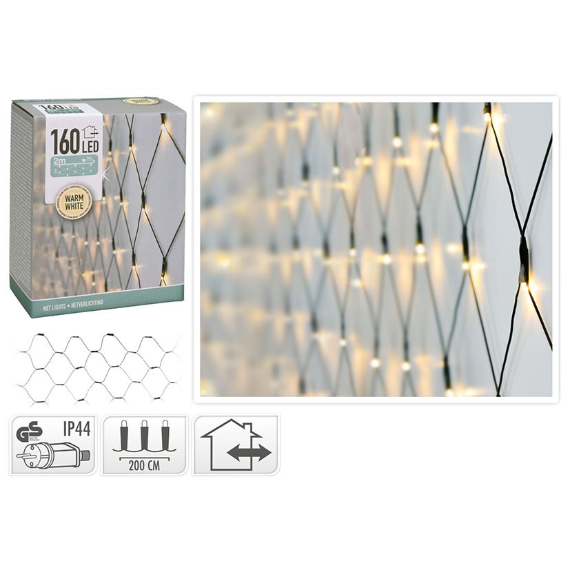 Cortina Exterior 160 LED Blanca -calida 2X1 M 10 Cm navideña - Imagen 2