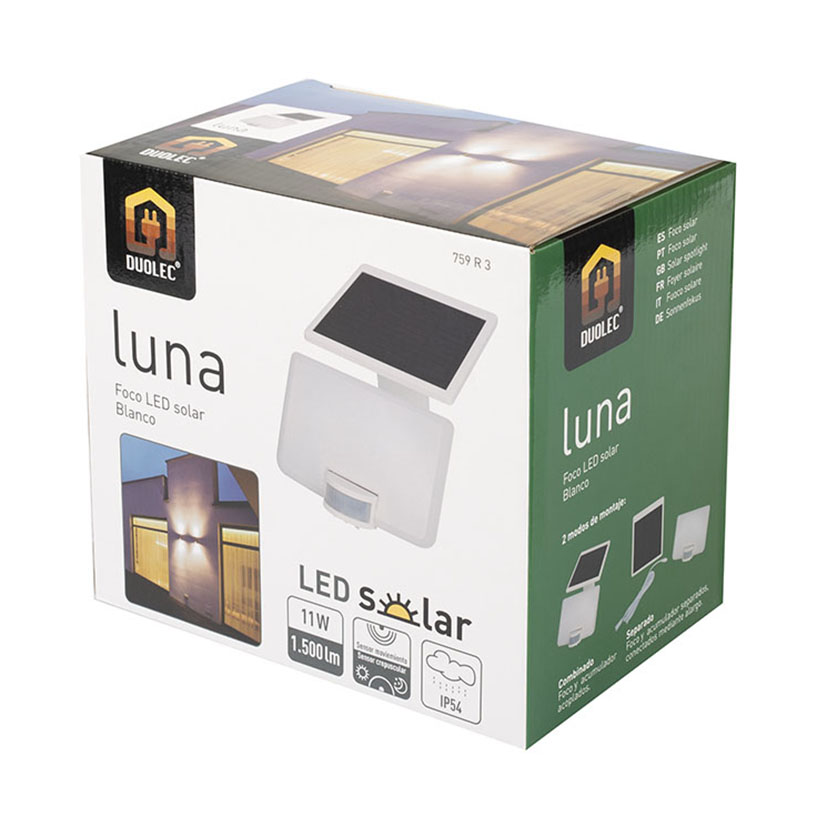 FOCO SOLAR LUNA 11 W 1 500 Lumens Blanco Duolec 11 W lámpara exterior - Imagen 3