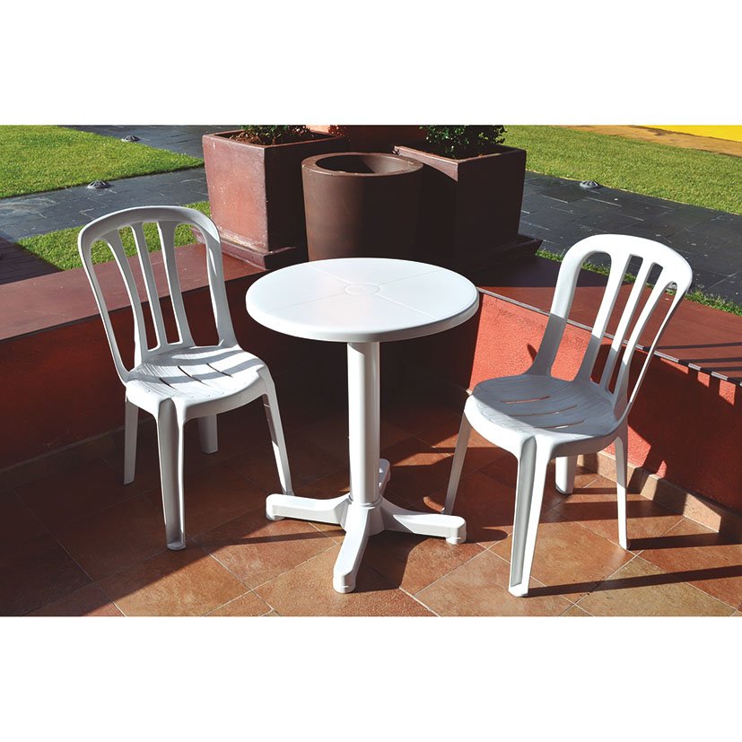MESA Balcón Ø 60 CM Blanca mueble resina - Imagen 2