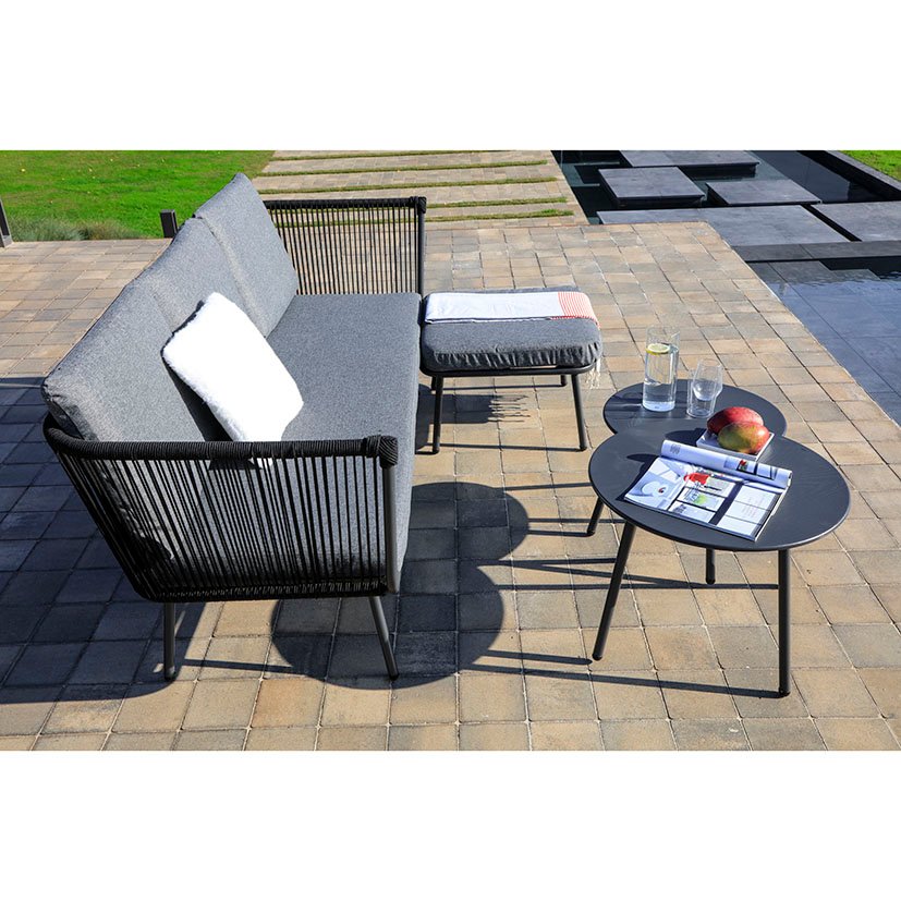 Sofá Acero/cuerda + 2 Mesitas + PUFF 193X72X75 Cm 60X60X32 Cm mueble metal - Imagen 3