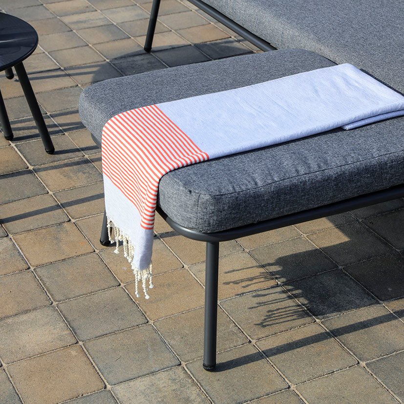 Sofá Acero/cuerda + 2 Mesitas + PUFF 193X72X75 Cm 60X60X32 Cm mueble metal - Imagen 5