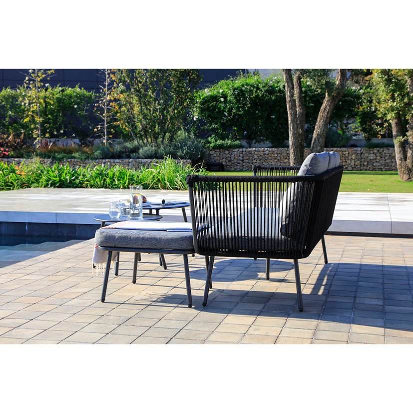 Sofá Acero/cuerda + 2 Mesitas + PUFF 193X72X75 Cm 60X60X32 Cm mueble metal - Imagen 6