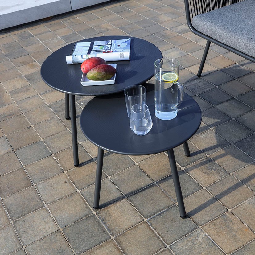 Sofá Acero/cuerda + 2 Mesitas + PUFF 193X72X75 Cm 60X60X32 Cm mueble metal - Imagen 7