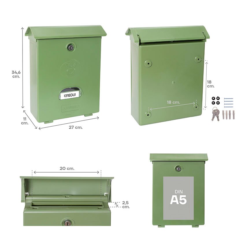 Buzón DE Plástico MOD Classic VERDE Arregui buzon exterior - Imagen 3