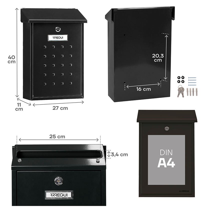 Buzón Exterior ACERO Premium NEGRO Arregui buzon - Imagen 4