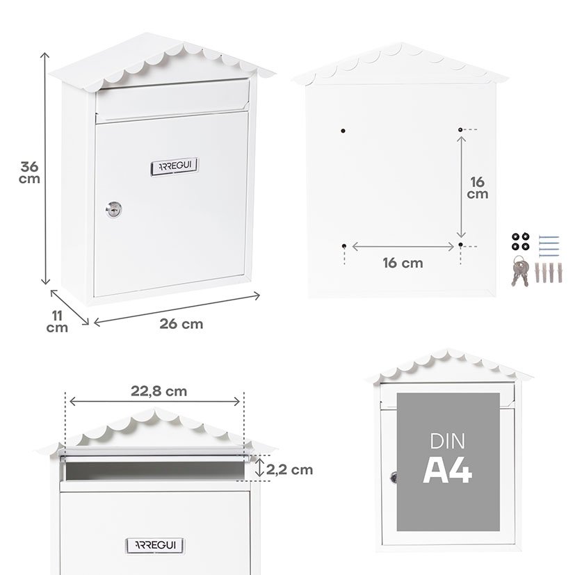 Buzón MOD VISIT Blanco 26X9XH36 CM Arregui 26X9X36 Cm buzon exterior - Imagen 3