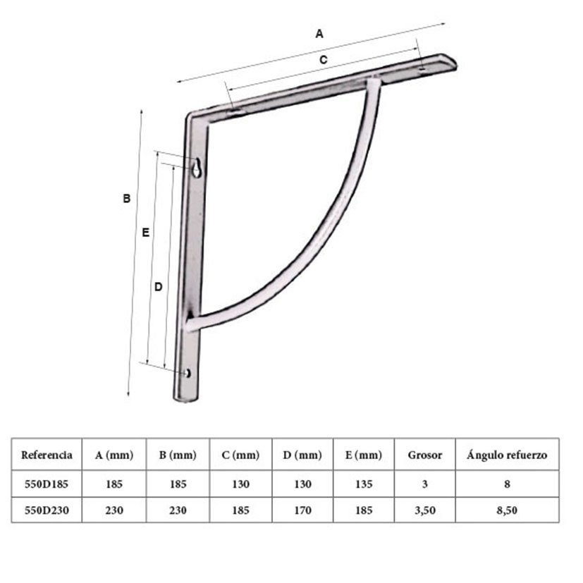 Escuadra MOD LINE 185X185 MM EHL 185X185 MM estant - Imagen 3
