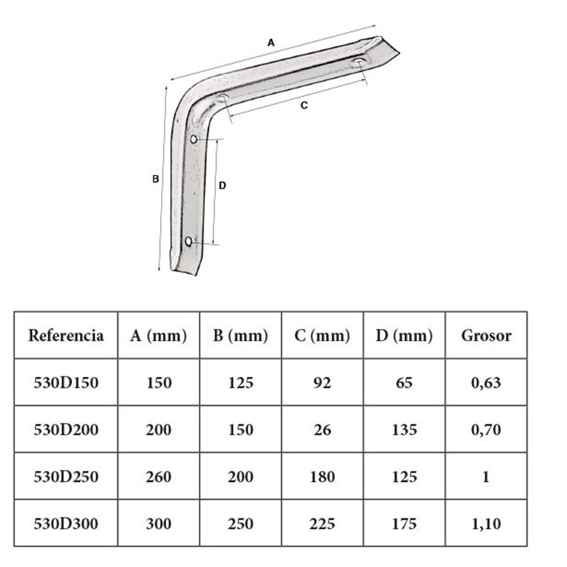 Escuadra M TAMES Blanco 300X250 MM EHL 300X250 MM estant - Imagen 3