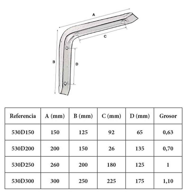 Escuadra M TAMES Blanco 200X150 MM EHL 200X150 MM estant - Imagen 3